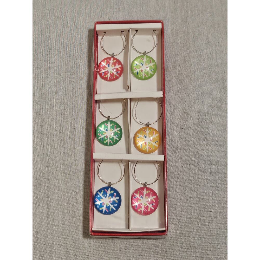 Formation Holiday Snowflake Enameled Wine Glass Charms | Set of 6 | NEW❄️